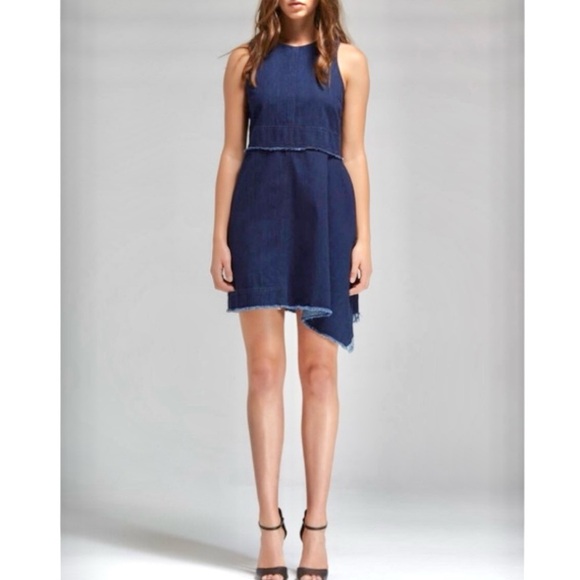 N/Nicholas Denim Side Flare Dress Sleeveless Asymmetrical Mini Size 2 (XS-S) - Picture 3 of 14